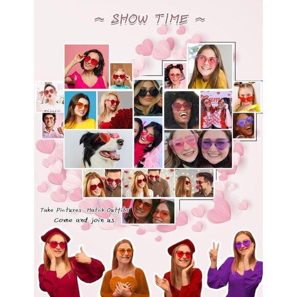 Pink Heart Shaped Colored Glasses Bulk Pack Women Party Birthday Fun main image 7